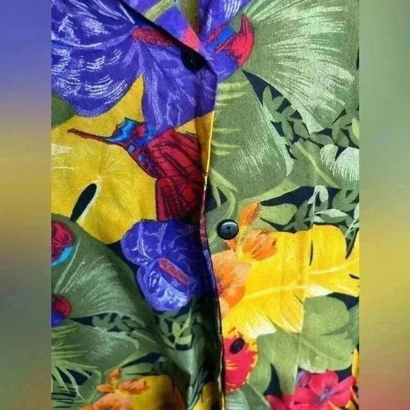 Jodi Hill vintage tropical patterned button up top - Picture 5 of 6